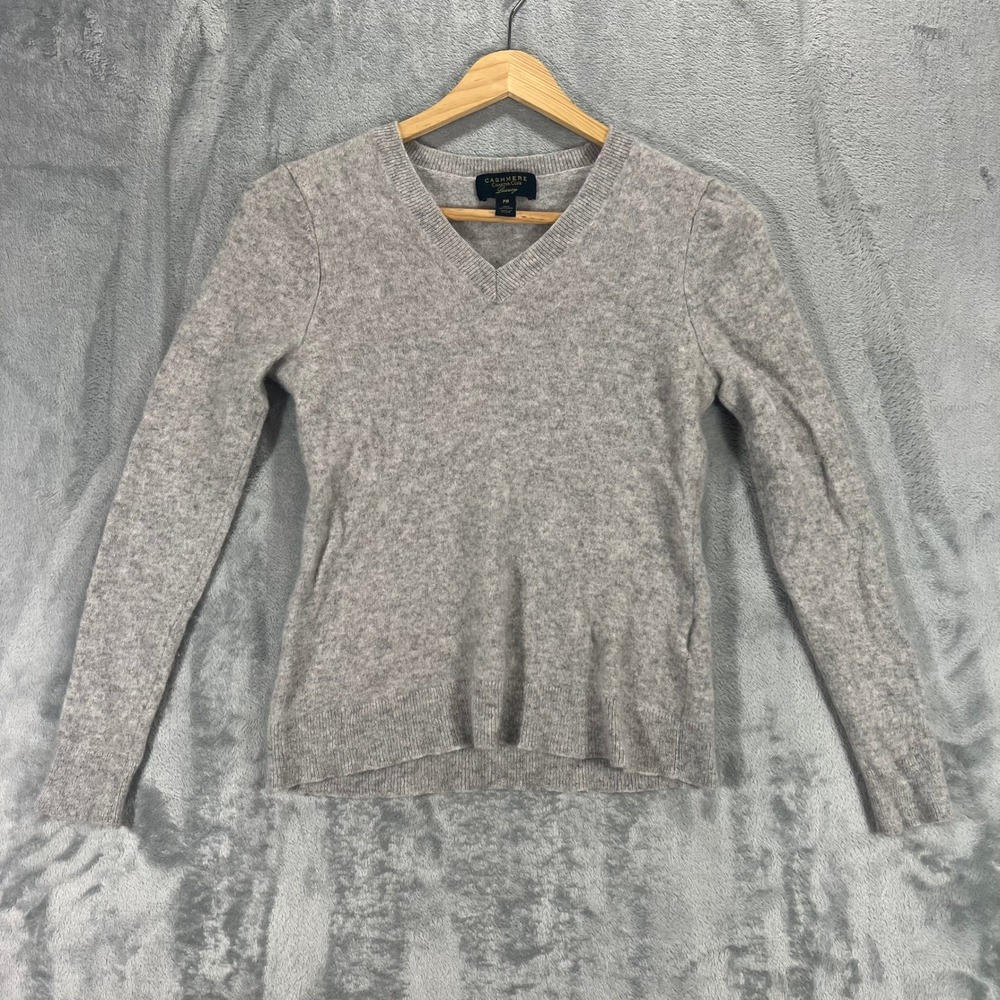 Charter Club V Neck Sweater Womens PM Grey 100% Cashmere Fall 2023 Winter Cozy